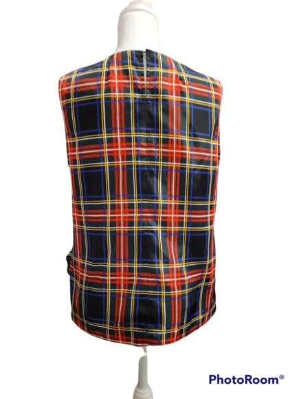 J Crew Factory Plaid Ruffle Sleeveless Blouse - Picture 2 of 4